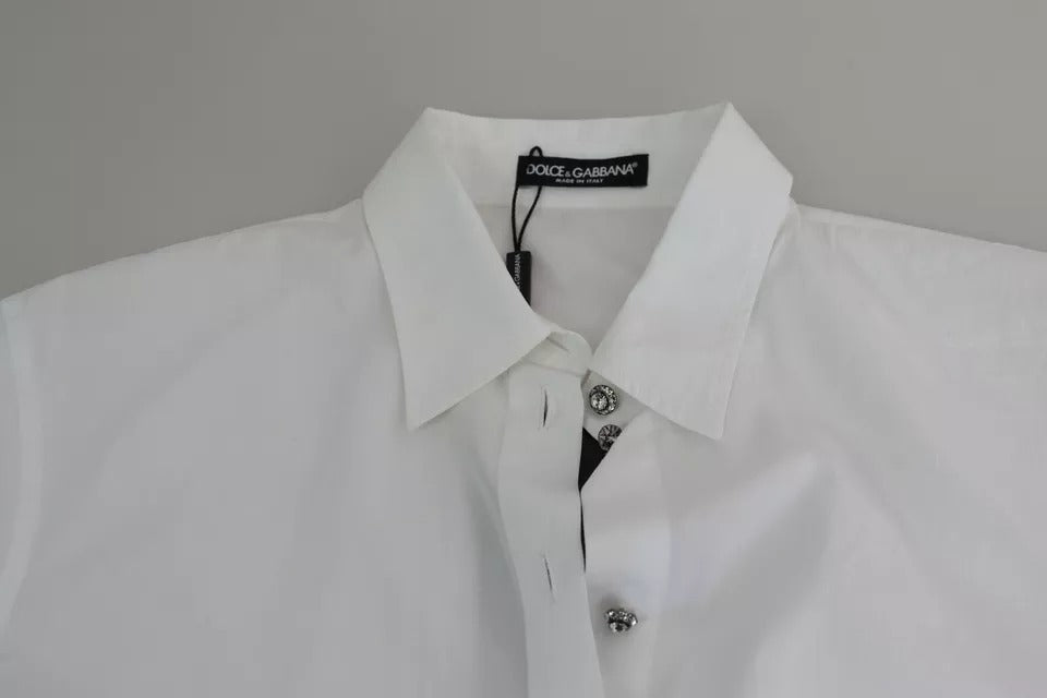 Dolce &amp; Gabbana White cotton top with decorative buttons and collar