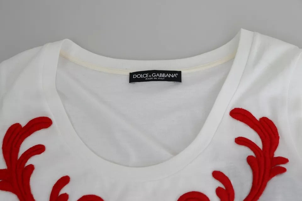 Dolce &amp; Gabbana White sleeveless cotton tank top with heart appliqué