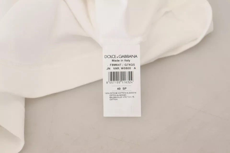 Dolce &amp; Gabbana White Striped Short Sleeve Pullover Top