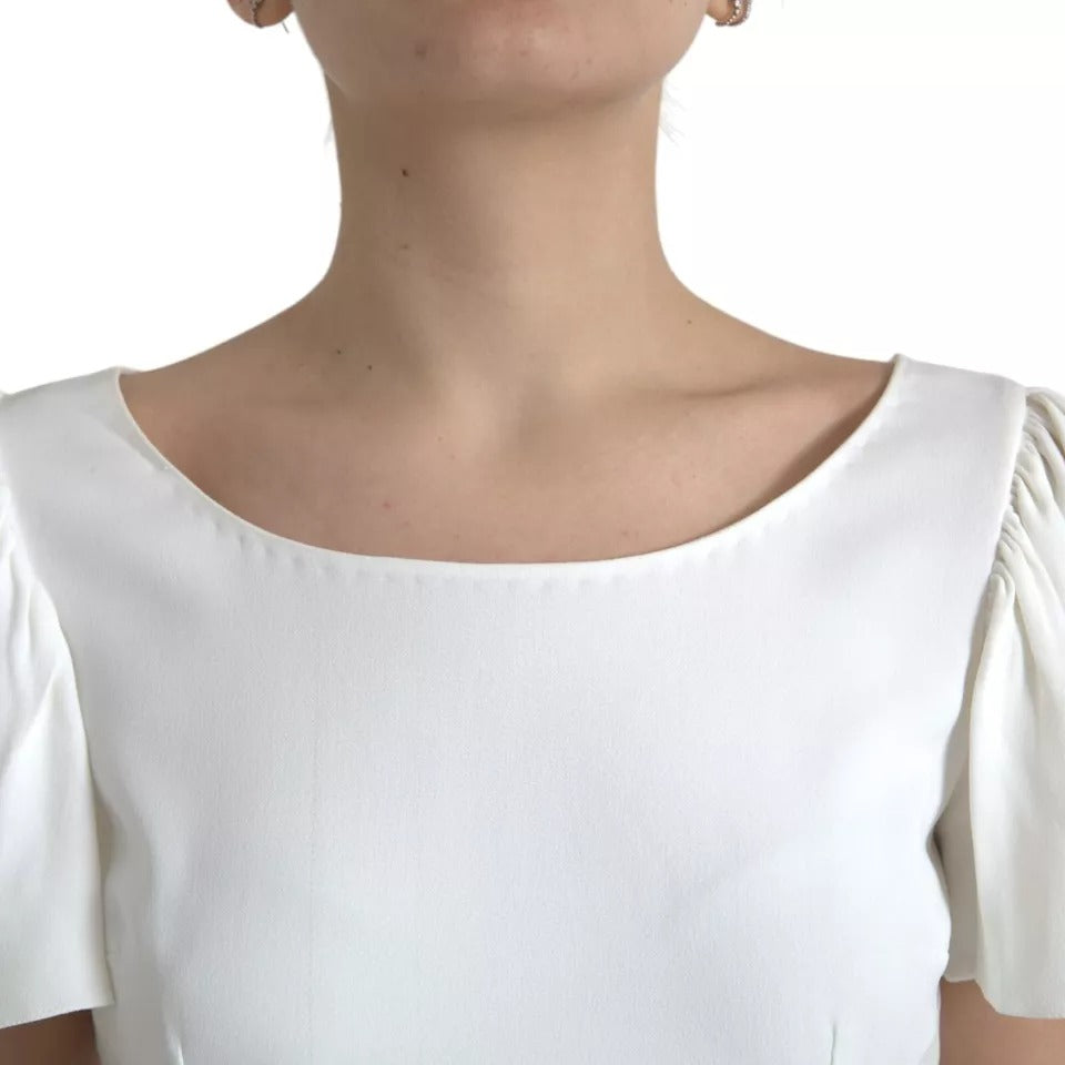 Dolce &amp; Gabbana White Viscose Round Neck Short Sleeve Top