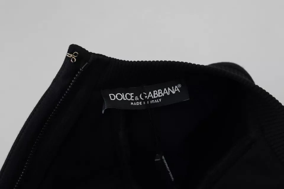 Dolce & Gabbana Schwarzes langärmeliges Mini-Baumwollkleid in A-Linie