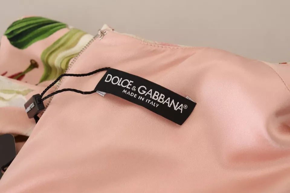 Dolce &amp; Gabbana Pink Lily Viscose Sheath Dress Knee Length