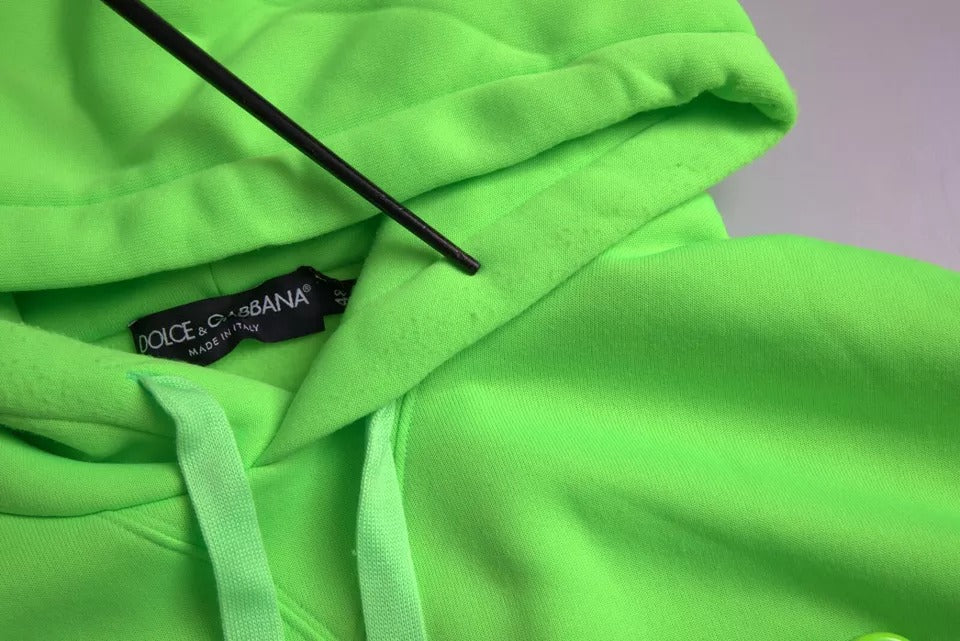 Dolce &amp; Gabbana Neon Green Logo Hooded Sweatshirt Pullover