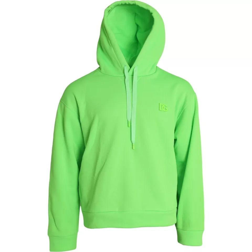 Dolce &amp; Gabbana Neon Green Logo Hooded Sweatshirt Pullover