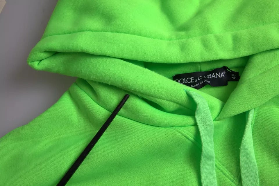 Dolce &amp; Gabbana Neon Green Logo Hooded Sweatshirt Pullover