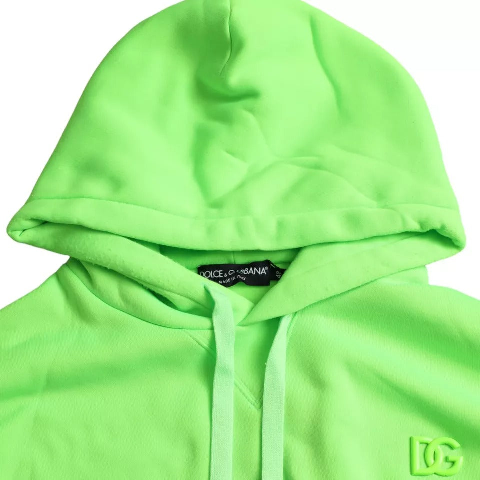 Dolce &amp; Gabbana Neon Green Logo Hooded Sweatshirt Pullover