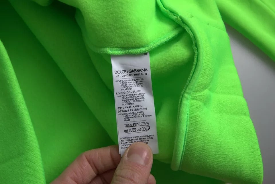 Dolce &amp; Gabbana Neon Green Logo Hooded Sweatshirt Pullover