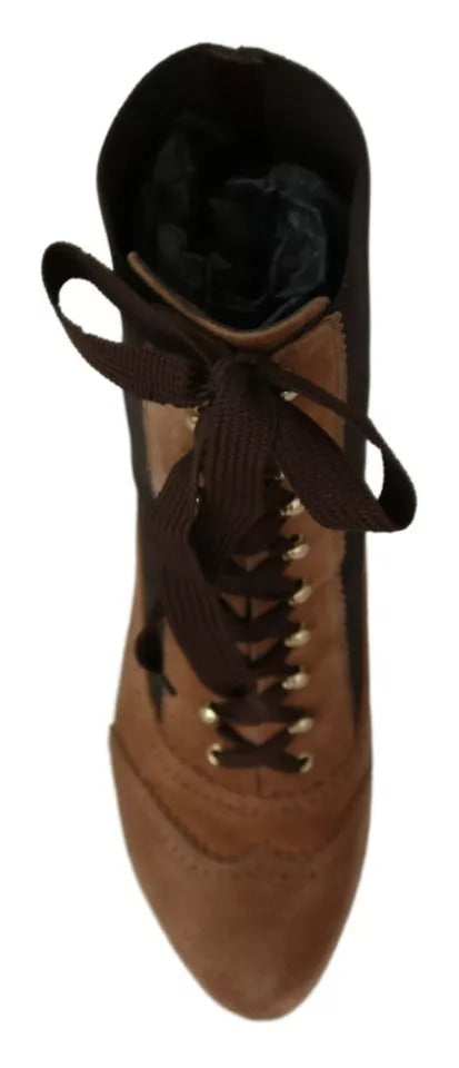 Dolce &amp; Gabbana Brown Stretch Suede Boots Shoes