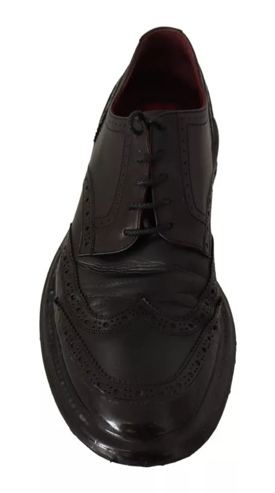 Dolce &amp; Gabbana Black Leather Brogue Oxford Dress Shoes