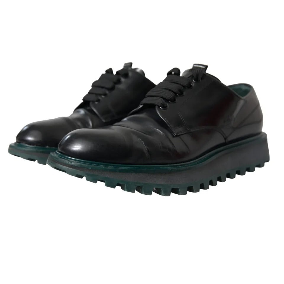 Dolce &amp; Gabbana Black Leather Derby Shoes for Formal Occasions