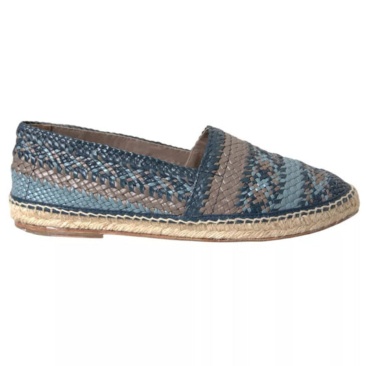 Dolce &amp; Gabbana Blue-Gray Woven Leather Espadrille Shoes by Buffalo