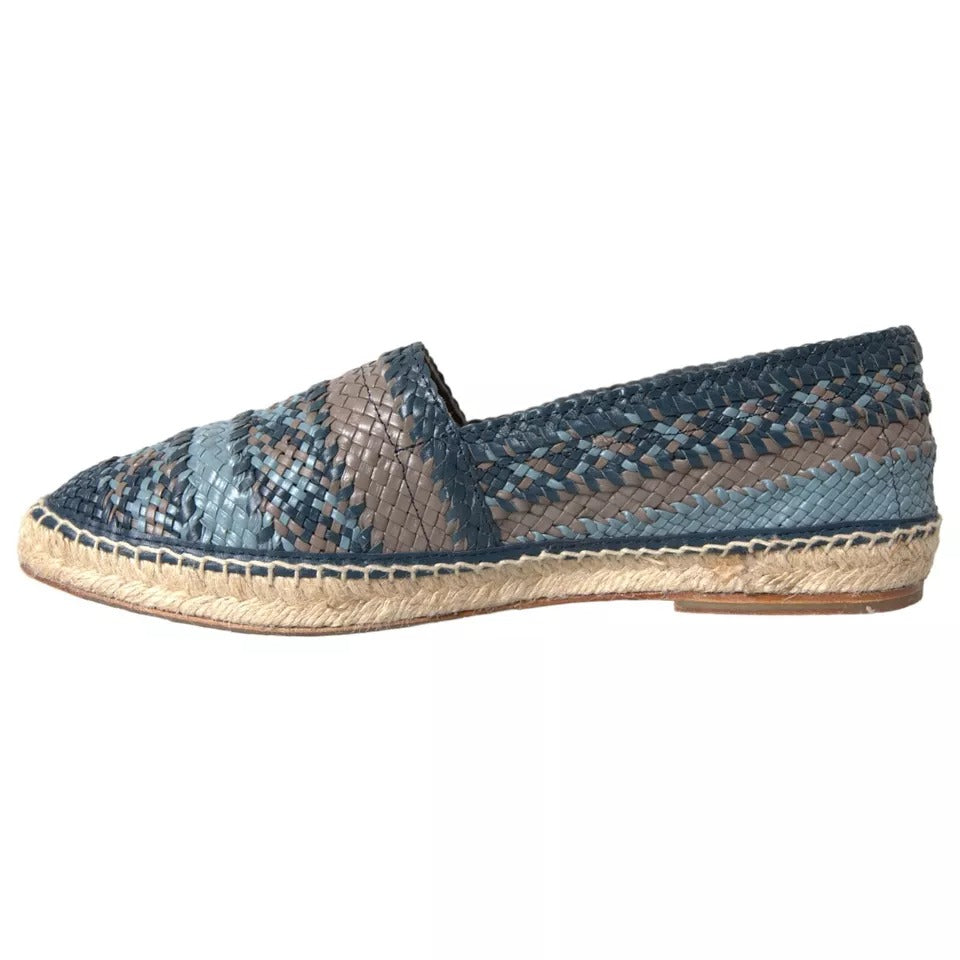 Dolce & Gabbana Blaugraue gewebte Leder Espadrille-Schuhe von Buffalo