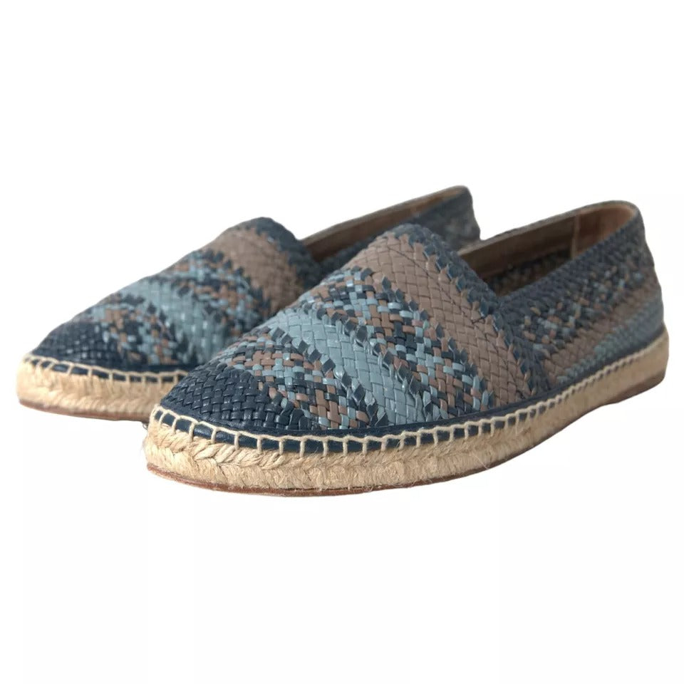 Dolce & Gabbana Blaugraue gewebte Leder Espadrille-Schuhe von Buffalo