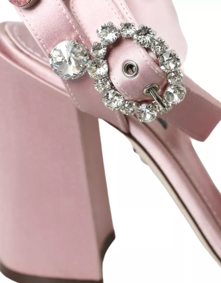 Dolce &amp; Gabbana Pink Türkiye Feather Crystal Sandals Shoes