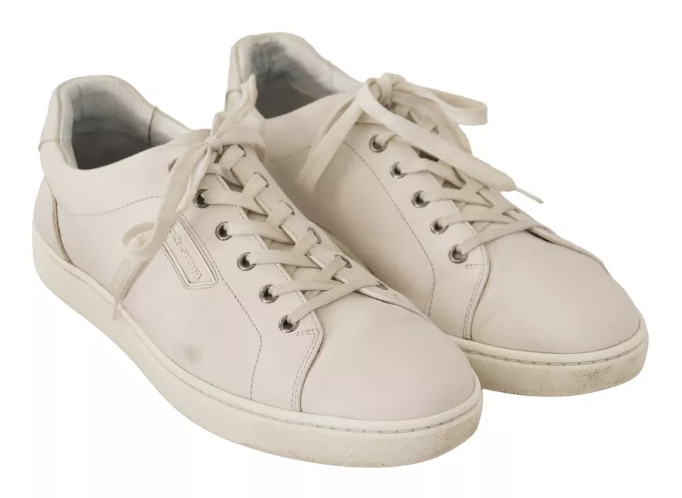 Dolce & Gabbana Weiß Casual Leder Logo Männer Turnschuhe Schuhe