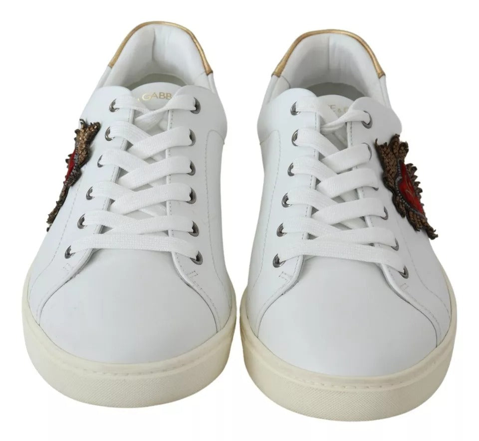 Dolce & Gabbana Weiß Leder Herz Low Top Turnschuhe Männer Schuhe