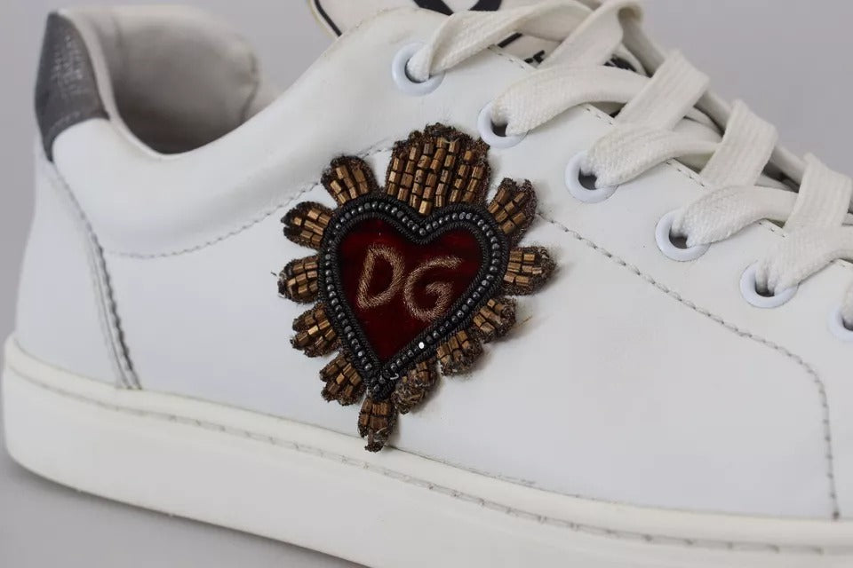 Dolce & Gabbana Weiß Leder Herz Low Top Turnschuhe Freizeitschuhe