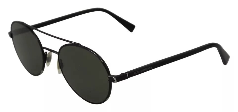 Dolce &amp; Gabbana Matte Black Steel Frame with Green Lenses DG2245 Sunglasses