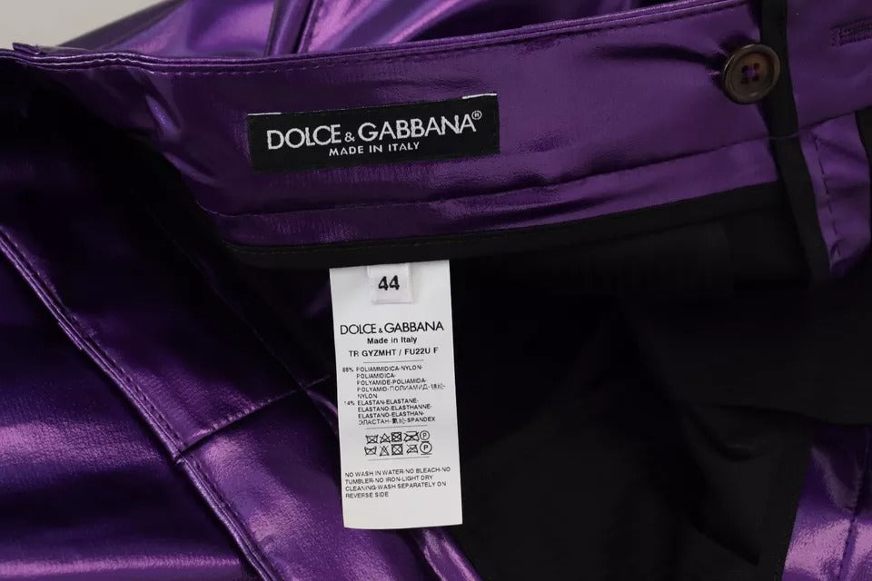 Dolce & Gabbana Lila Glänzende Männer Freizeithosen