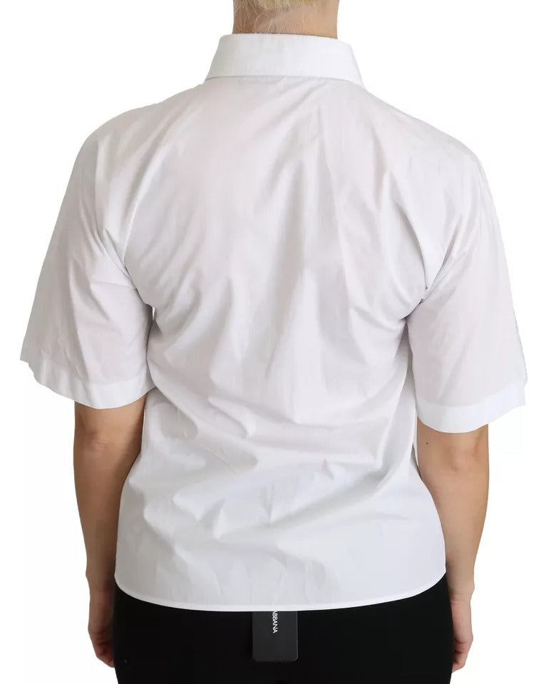 Dolce &amp; Gabbana White short sleeve polo shirt with collar