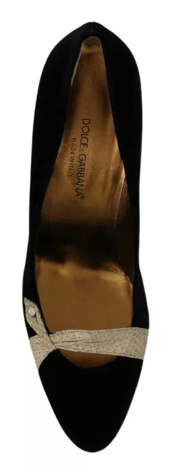 Dolce &amp; Gabbana Black Velvet Ayers High Heels Pumps Shoes