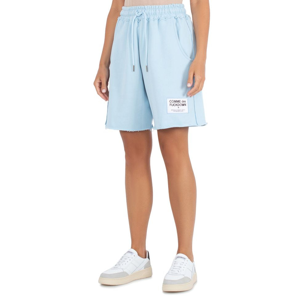 Comme Des Fuckdown Light Blue Cotton Shorts