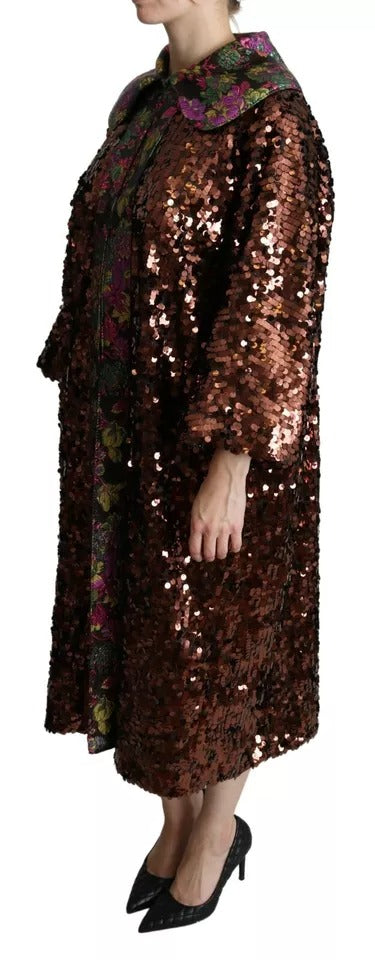 Dolce &amp; Gabbana Multicolored sequined long coat jacquard jacket