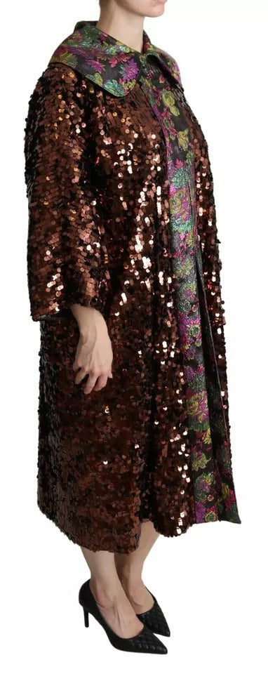 Dolce &amp; Gabbana Multicolored sequined long coat jacquard jacket