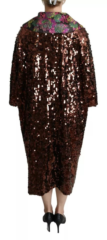 Dolce &amp; Gabbana Multicolored sequined long coat jacquard jacket