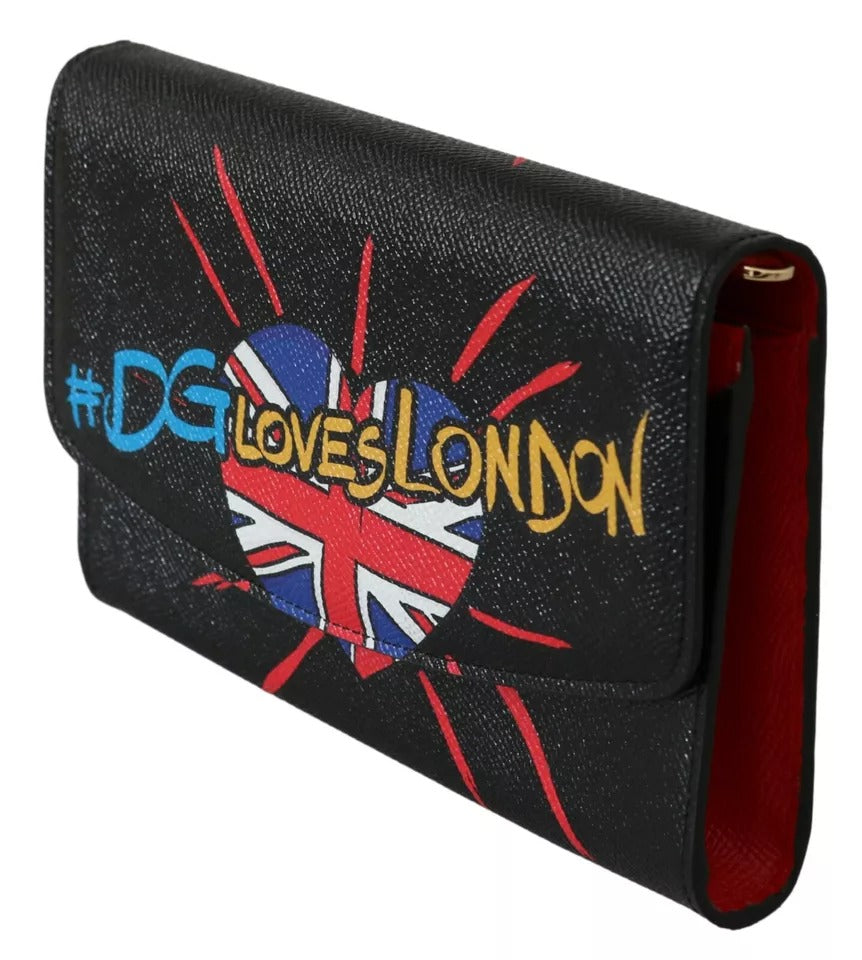 Dolce & Gabbana Schwarz #DGLovesLondon Umhängetasche Brieftasche Leder