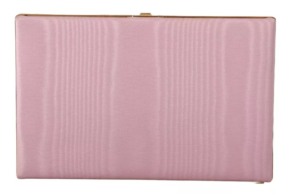 Dolce &amp; Gabbana Pink Silk Gold Frame Clutch Evening Party Handbag