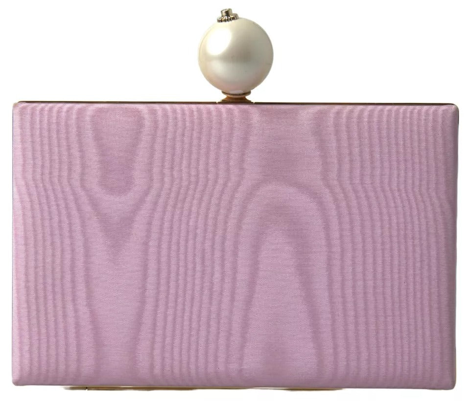 Dolce &amp; Gabbana Pink Silk Gold Frame Clutch Evening Party Handbag