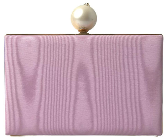 Dolce &amp; Gabbana Pink Silk Gold Frame Clutch Evening Party Handbag