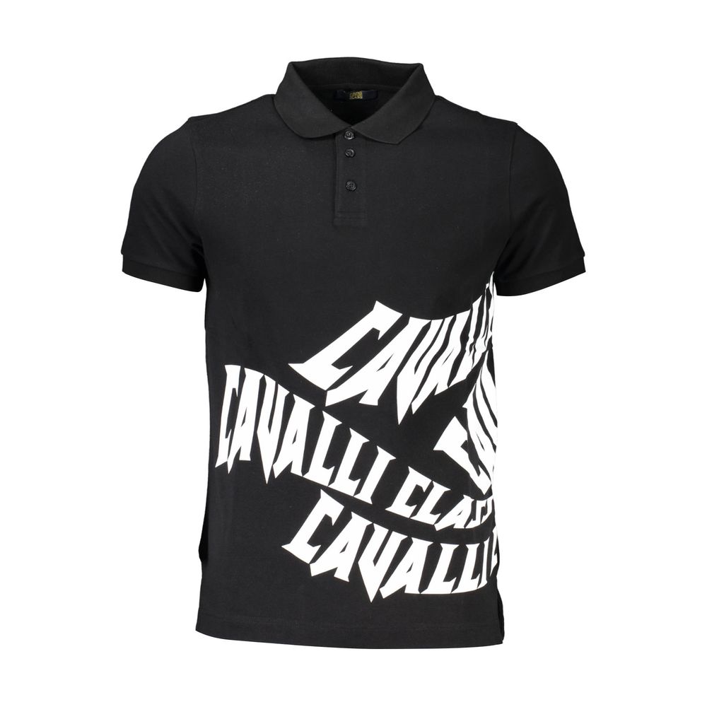 Cavalli Class Black Men's Cotton Polo Shirt