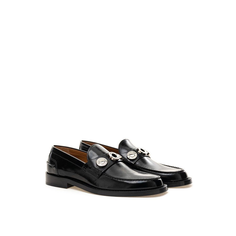 Burberry Elegant flat leather shoes in timeless black