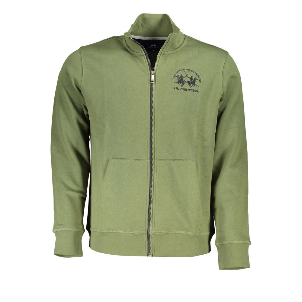 La Martina Classic Green Fleece Zip Sweatshirt