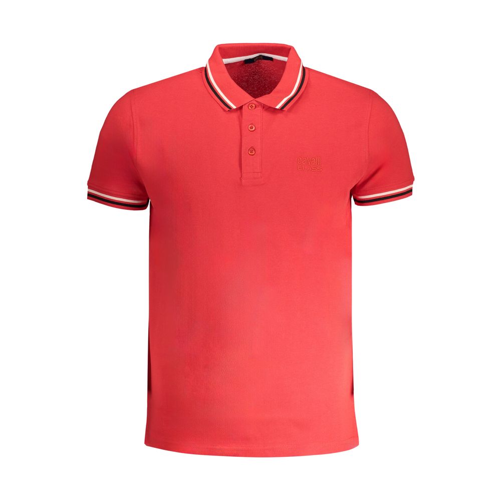 Cavalli Class Rotes Baumwoll-Poloshirt