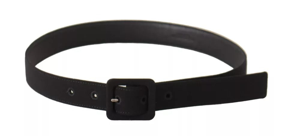 Dolce &amp; Gabbana Black Velvet Leather Logo Belt with Buckle