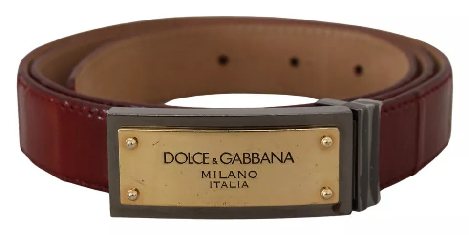 Dolce & Gabbana Brauner Ledergürtel mit goldgravierter Metallschnalle