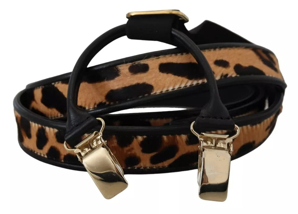 Dolce & Gabbana Brauner Leopard Gold Clips Frauen Strumpfgürtel