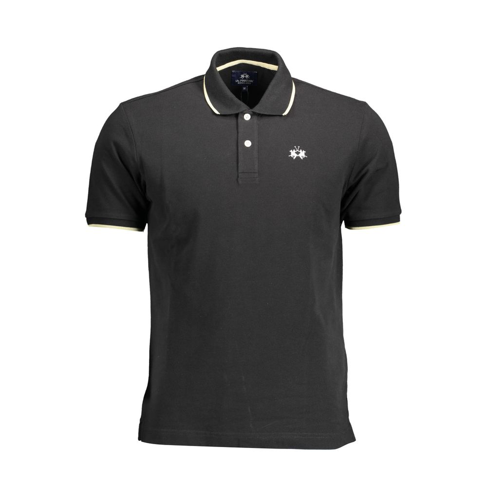 La Martina Black Cotton Polo Shirt for Men