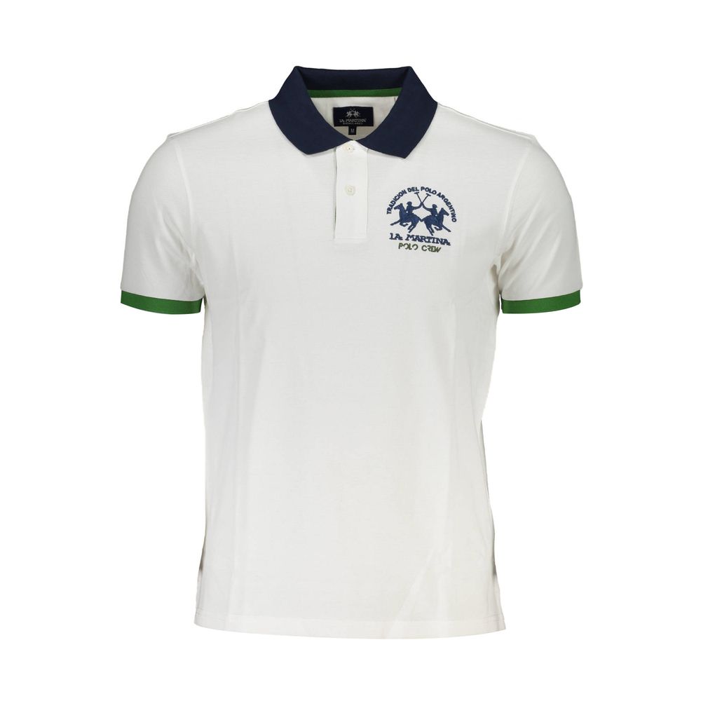 La Martina White Cotton Polo Shirt for Men