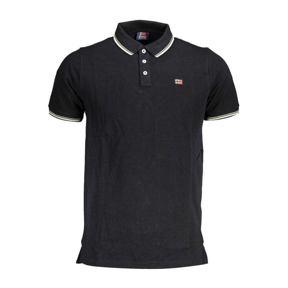 Norway 1963 Schwarzes Baumwoll-Poloshirt für Männer