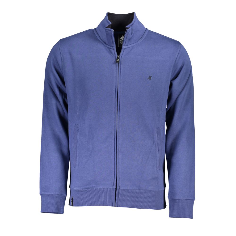 US Grand Polo Classic Blue Zip Up Embroidered Sweatshirt