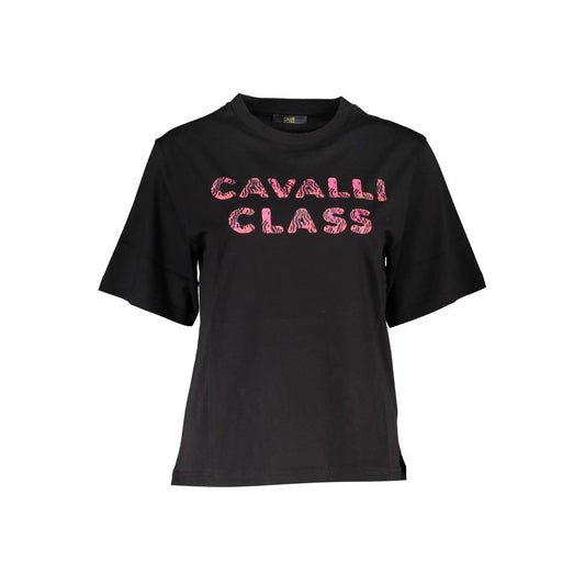 Cavalli Class Black Cotton T-Shirt for Women