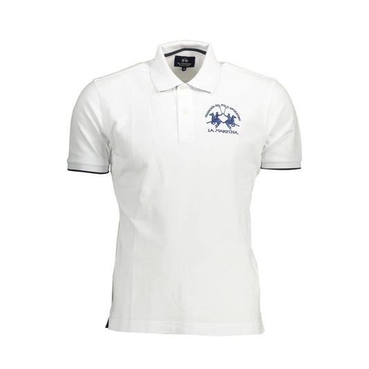 La Martina Men's White Cotton Polo Shirt