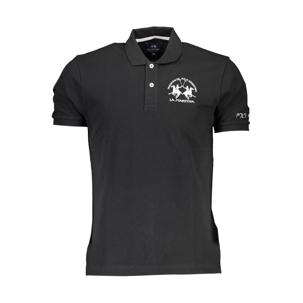 La Martina Black Cotton Polo Shirt for Men