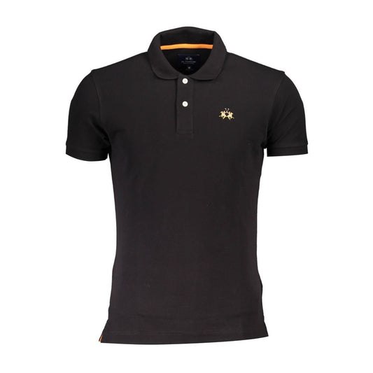 La Martina Black Cotton Polo Shirt for Men