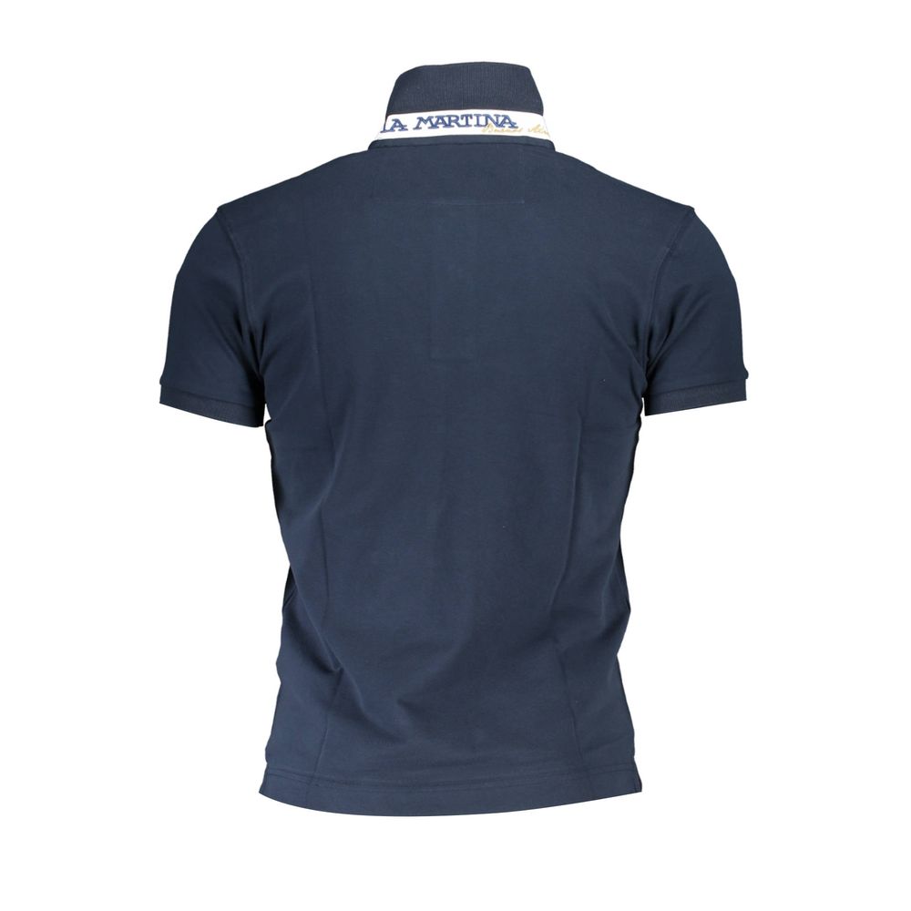 La Martina Blue Cotton Polo Shirt for Men