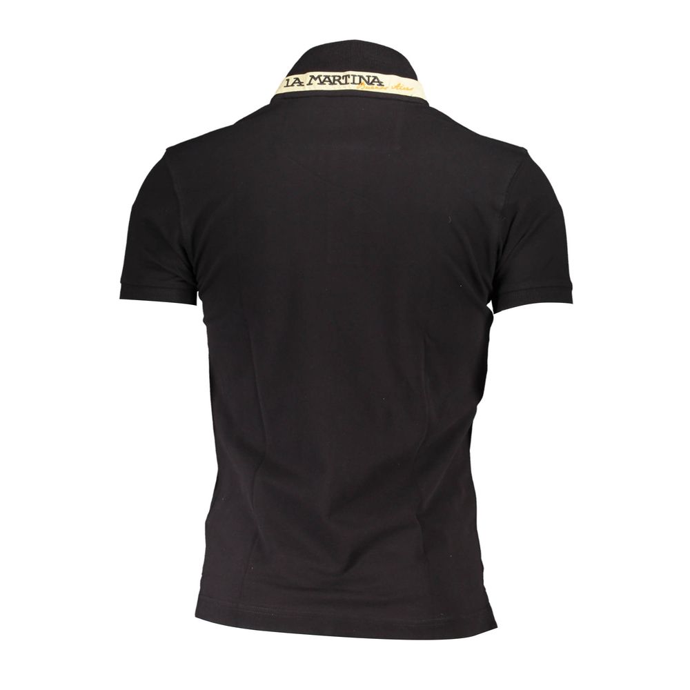 La Martina Black Cotton Polo Shirt for Men